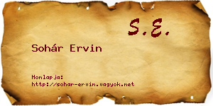 Sohár Ervin névjegykártya