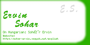 ervin sohar business card